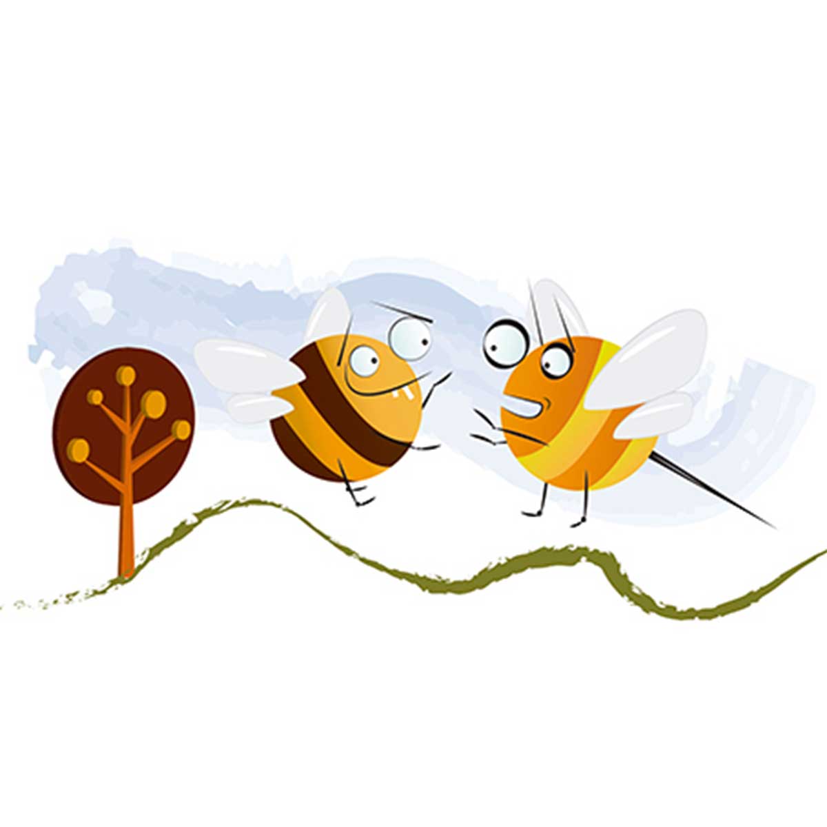 ilustración de dos abejas hablando